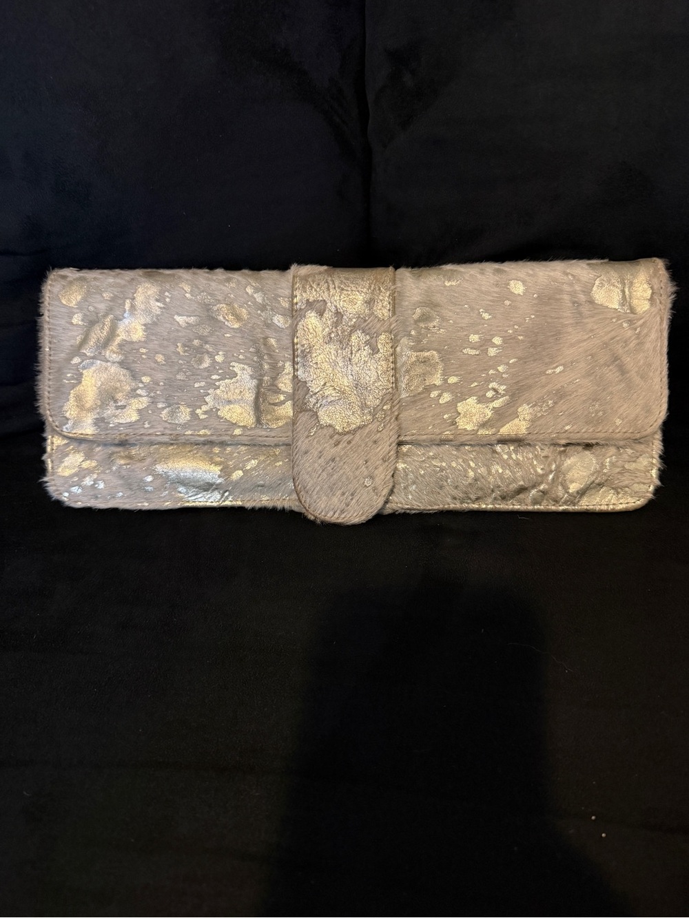 J. J. Winters Luxury Metallic Gold & Calf Hair Clutch